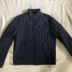 Navy blue bomber jacket